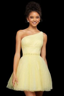 Sherri Hill - 53086 Short Beaded Asymmetric Tulle A-line Dress