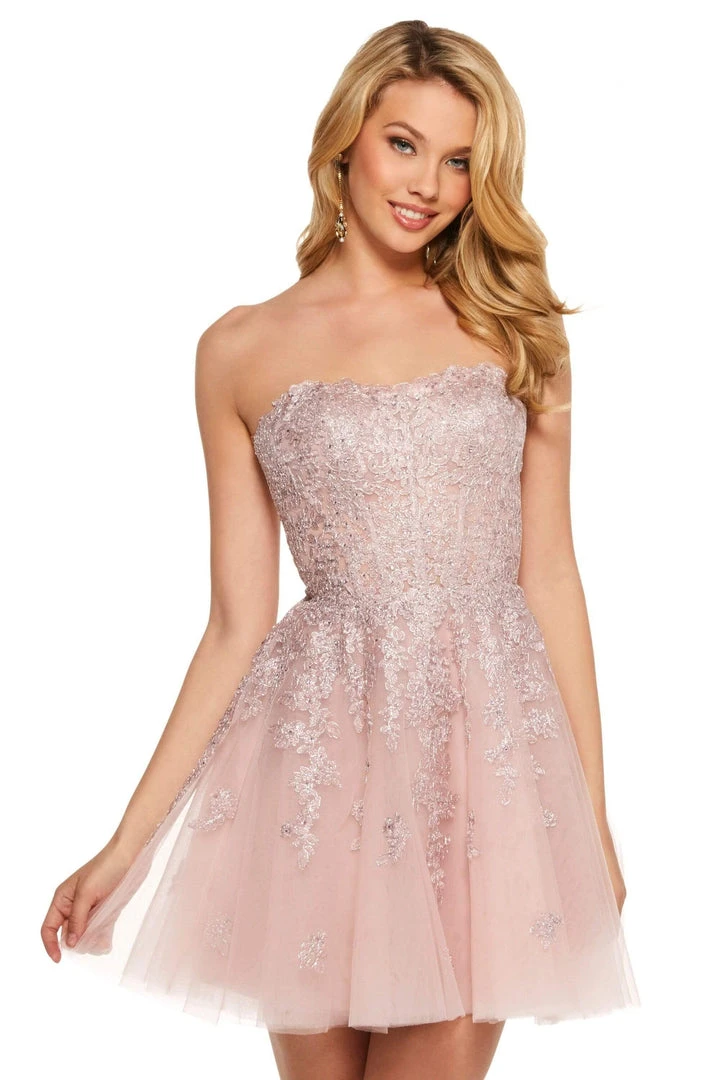 Sherri Hill - 53099 Beaded Lace Short Tulle A-line Dress 3 Sherri Hill - 53099 Beaded Lace Short Tulle A-line Dress