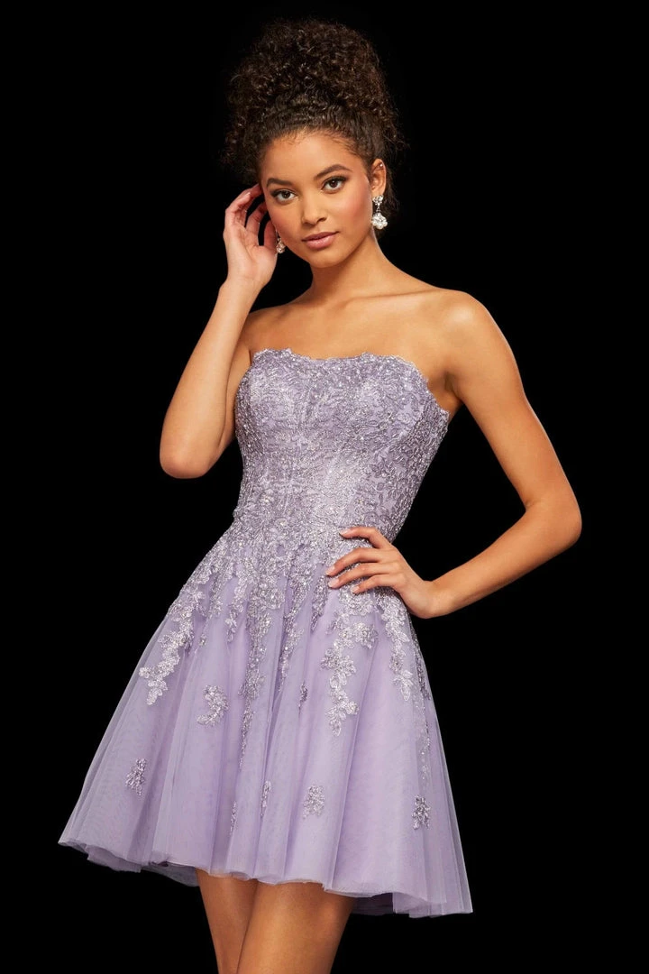 Sherri Hill - 53099 Beaded Lace Short Tulle A-line Dress 8 Sherri Hill - 53099 Beaded Lace Short Tulle A-line Dress