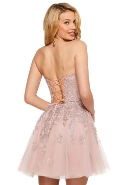 Sherri Hill - 53099 Beaded Lace Short Tulle A-line Dress