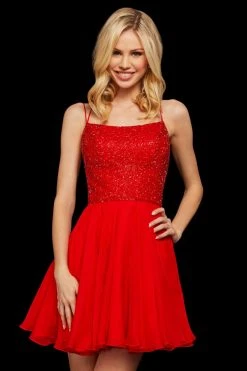 Sherri Hill - 53113 Beaded Scoop Short Dress