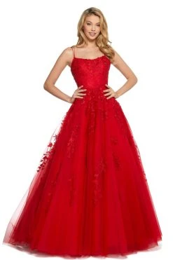 Sherri Hill - 53116 Floral Lace Appliqued Lace-up Back Ballgown