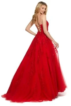 Sherri Hill - 53116 Floral Lace Appliqued Lace-up Back Ballgown
