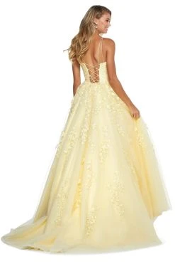 Sherri Hill - 53116 Floral Lace Appliqued Lace-up Back Ballgown