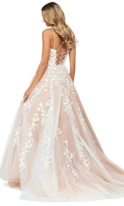 Sherri Hill - 53116 Floral Lace Appliqued Lace-up Back Ballgown