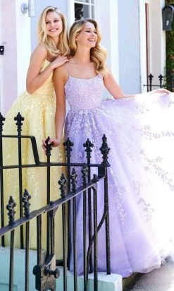 Sherri Hill - 53116 Floral Lace Appliqued Lace-up Back Ballgown