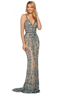 Sherri Hill - 53136 Sequined Deep V-Neck Sheath Dress 15 Sherri Hill - 53136 Sequined Deep V-Neck Sheath Dress