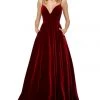 Sherri Hill - 53138 Sleeveless Deep V-neck Velvet A-line Dress 1 Sherri Hill - 53138 Sleeveless Deep V-neck Velvet A-line Dress