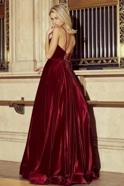 Sherri Hill - 53138 Sleeveless Deep V-neck Velvet A-line Dress 7 Sherri Hill - 53138 Sleeveless Deep V-neck Velvet A-line Dress
