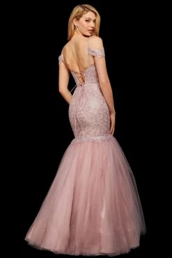 Sherri Hill - 53140 Beaded Lace V-neck Tulle Mermaid Dress