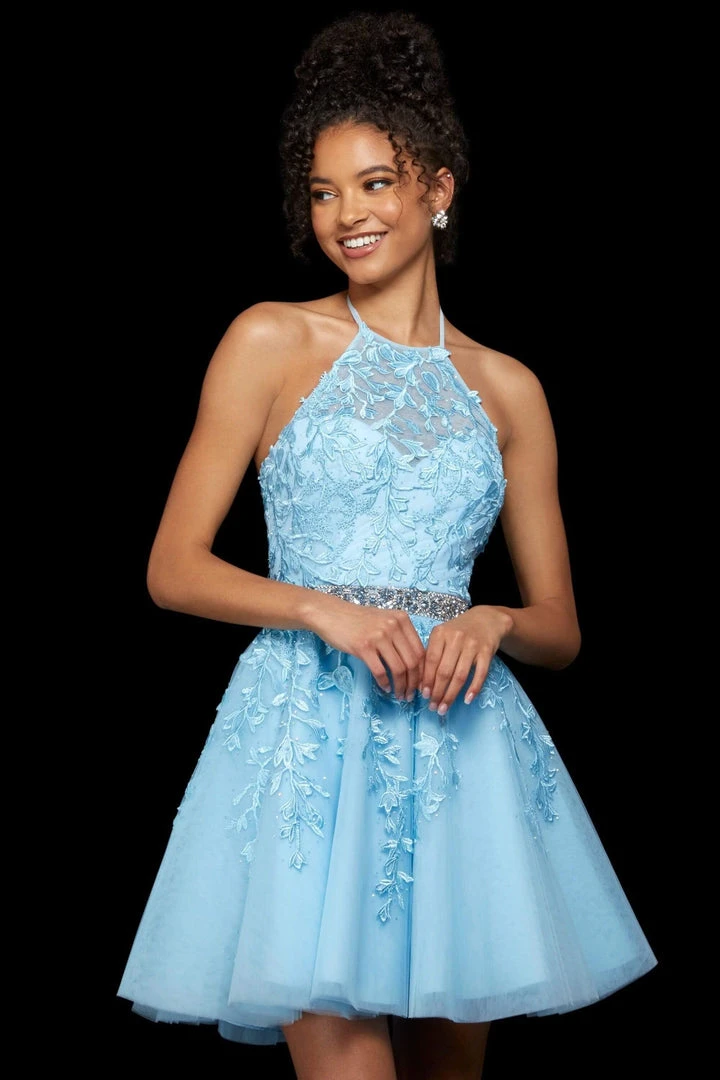 Sherri Hill - 53153 Embroidered Halter Neck Short A-line Dress 8 Sherri Hill - 53153 Embroidered Halter Neck Short A-line Dress