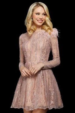 Sherri Hill - 53163 Embroidered Long Sleeve Short A-line Dress