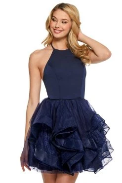 Sherri Hill - 53178 Short Ruffled Lace Skirt Dress