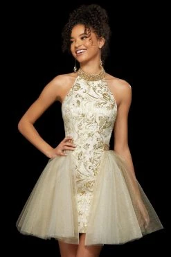 Sherri Hill - 53254 Short Beaded Jacquard Tulle A-line Dress