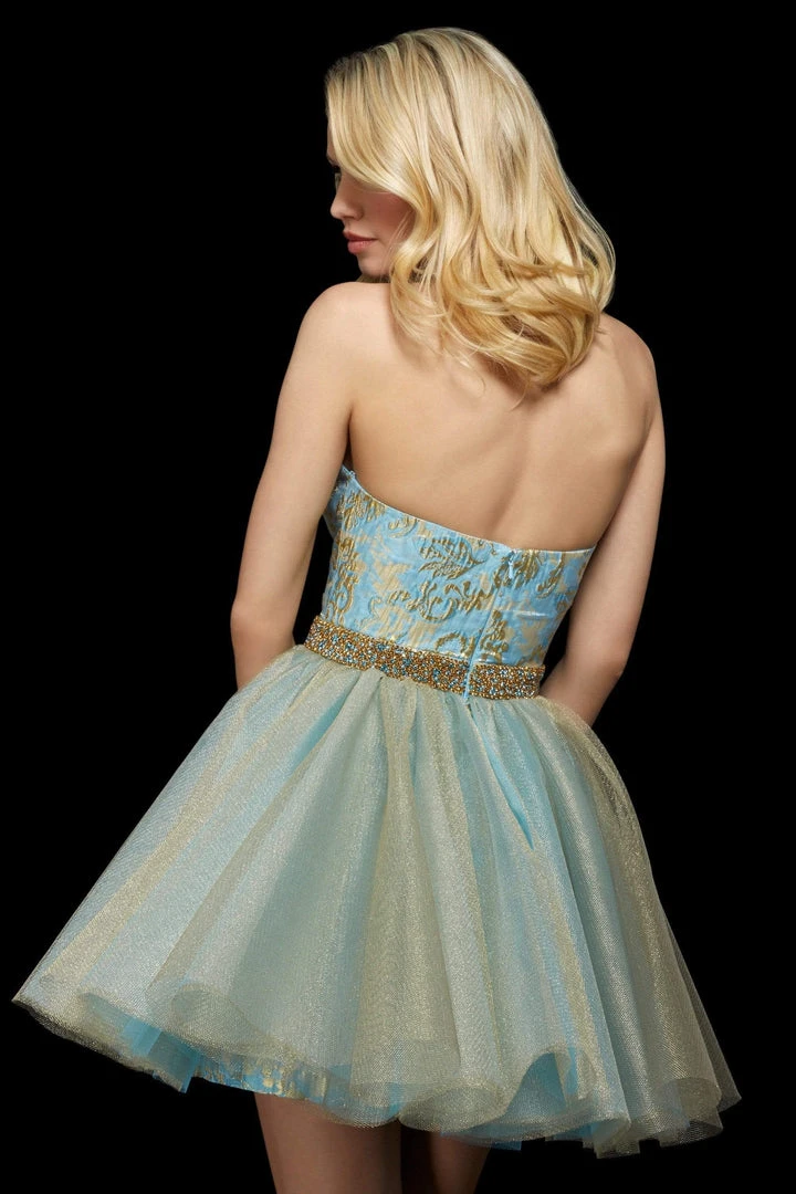 Sherri Hill - 53254 Short Beaded Jacquard Tulle A-line Dress 6 Sherri Hill - 53254 Short Beaded Jacquard Tulle A-line Dress