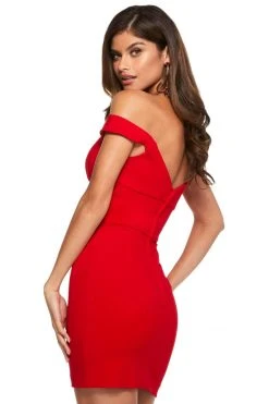 Sherri Hill - 53259 Short Plunging Off-Shoulder Scuba Dress