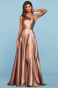 Sherri Hill - 53295 Embellished Single Shoulder Satin A-line Dress