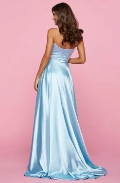 Sherri Hill - 53299 Deep V-Neck Satin A-line Dress