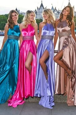 Sherri Hill - 53306 Beaded Halter Neck Satin A-line Dress