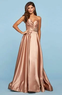 Sherri Hill - 53308 Strapless Sweetheart High Slit Satin Dress 16 Sherri Hill - 53308 Strapless Sweetheart High Slit Satin Dress