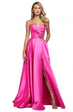 Sherri Hill - 53308 Strapless Sweetheart High Slit Satin Dress 12 Sherri Hill - 53308 Strapless Sweetheart High Slit Satin Dress