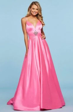Sherri Hill - 53312 Beaded Deep V-neck A-line Dress