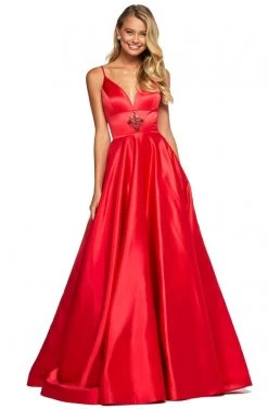 Sherri Hill - 53312 Beaded Deep V-neck A-line Dress