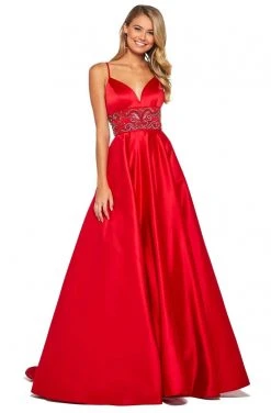 Sherri Hill - 53313 Sweetheart Beaded Midriff Mikado Dress