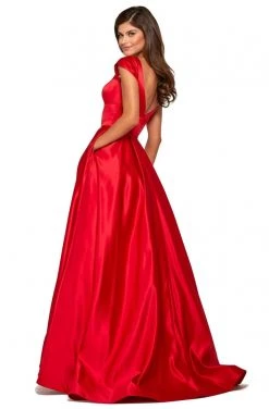 Sherri Hill - 53314 Square Neck Mikado Pleated A-Line Dress