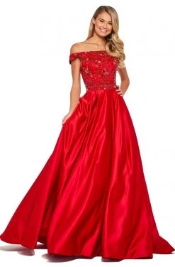 Sherri Hill - 53317 Beaded Off-Shoulder Mikado Ballgown
