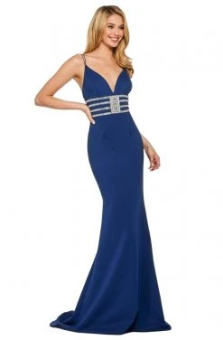 Sherri Hill - 53331 V-Neck Beaded Scuba Trumpet Dress
