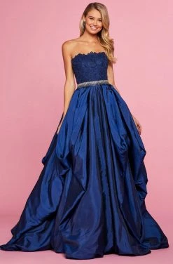 Sherri Hill - 53339 Strapless Beaded Straight Neck Ballgown With Train