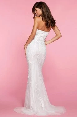 Sherri Hill - 53345 High Slit Straight Neck Strapless Lace Dress 22 Sherri Hill - 53345 High Slit Straight Neck Strapless Lace Dress