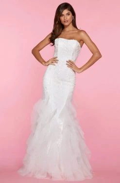 Sherri Hill - 53346 Strapless Lace Bodice Mermaid Tulle Dress 11 Sherri Hill - 53346 Strapless Lace Bodice Mermaid Tulle Dress