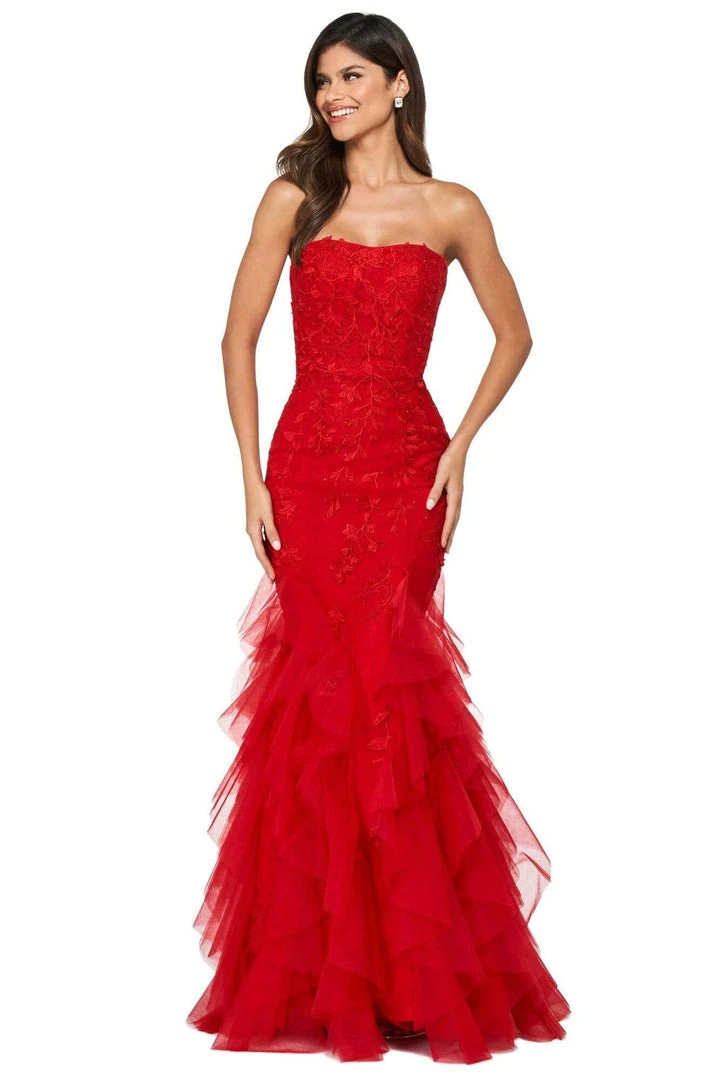 Sherri Hill - 53346 Strapless Lace Bodice Mermaid Tulle Dress 9 Sherri Hill - 53346 Strapless Lace Bodice Mermaid Tulle Dress