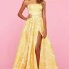 Sherri Hill - 53379 Strapless Brocade A-line Gown With Slit 1 Sherri Hill - 53379 Strapless Brocade A-line Gown With Slit