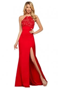 Sherri Hill - 53394 Strappy Stretch Satin Long Dress With Slit