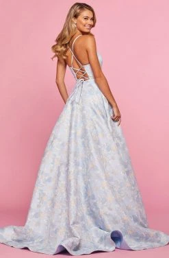 Sherri Hill - 53397 Brocade Plunging V-neck A-line Dress