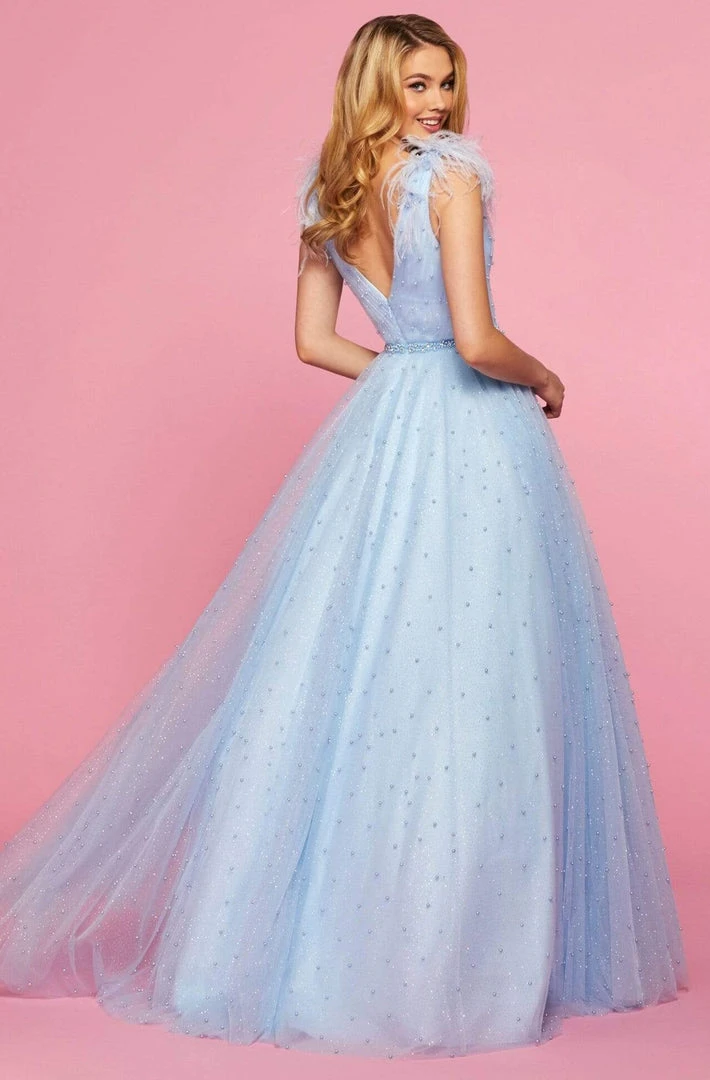 Sherri Hill - 53414 V-Neck Feather A-Line Dress 4 Sherri Hill - 53414 V-Neck Feather A-Line Dress