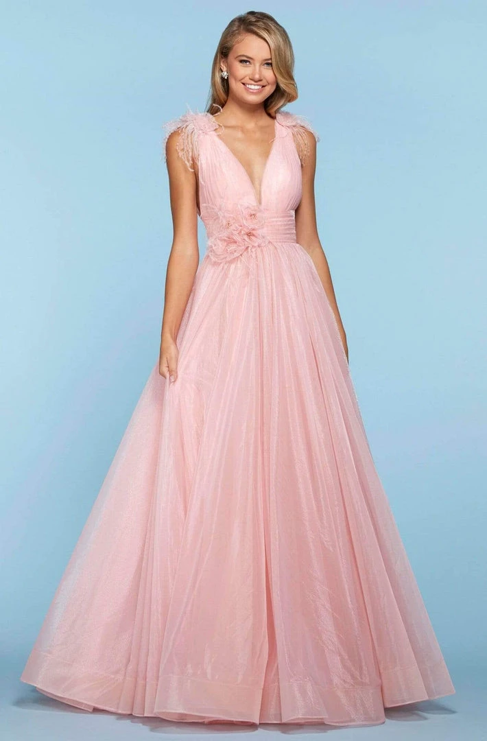 Sherri Hill - 53416 Long V-Neck Beaded Organza Dress 3 Sherri Hill - 53416 Long V-Neck Beaded Organza Dress