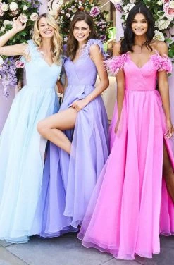 Sherri Hill - 53417 Feathered Ruched V-Neck Chiffon A-Line Dress 13 Sherri Hill - 53417 Feathered Ruched V-Neck Chiffon A-Line Dress