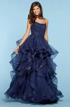Sherri Hill - 53418 Beaded Lace Scoop Ruffled Ballgown