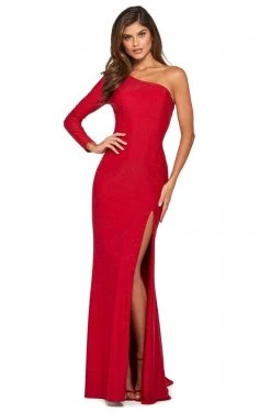 Sherri Hill - 53428 Single Sleeve Beaded Jersey Fitted Dress 8 Sherri Hill - 53428 Single Sleeve Beaded Jersey Fitted Dress
