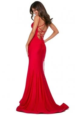 Sherri Hill - 53434 V-Neck Jersey Mermaid Evening Dress