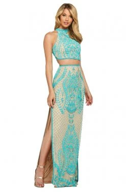 Sherri Hill - 53436 Two Piece High Neckline Applique Dress