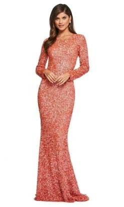 Sherri Hill - 53447 Long Sleeve Open Back Allover Sequins Dress