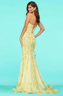 Sherri Hill - 53452 Strapless Sequins Applique Lace-Up Back Dress