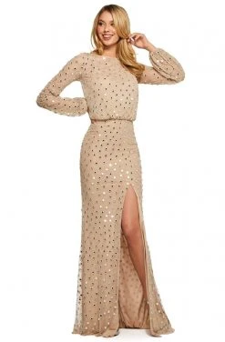 Sherri Hill - 53491 High Neckline Chiffon Sheath Dress