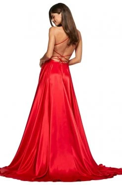 Sherri Hill - 53498 Sleeveless V Neck Strappy Open Back Satin Dress 13 Sherri Hill - 53498 Sleeveless V Neck Strappy Open Back Satin Dress