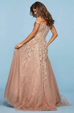 Sherri Hill - 53509 Off-The-Shoulder Glitter Tulle Dress